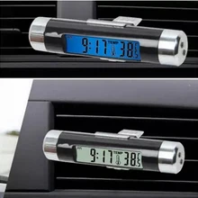 Портативный 2в1 воздушный выход клип на автомобиль ЖК цифровой авто часы+ Термометры измерители температуры