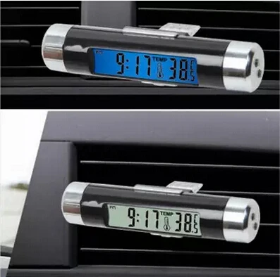 

Portable 2in1 Air Outlet Clip-on Car LCD Digital Auto Clock + Temperature Thermometer Gauges