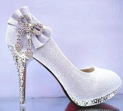 Women Shoes Women Pumps Silver Wedding Shoes Glitter Gorgeous Sexy Bridal Shoes 7CM Crystal High Heels Womens Shoes Woman Pumps