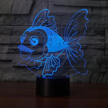 

Creative gold carp 3D shape night light 7 Changing Colors LED Lamp as a children's gift or room decoration