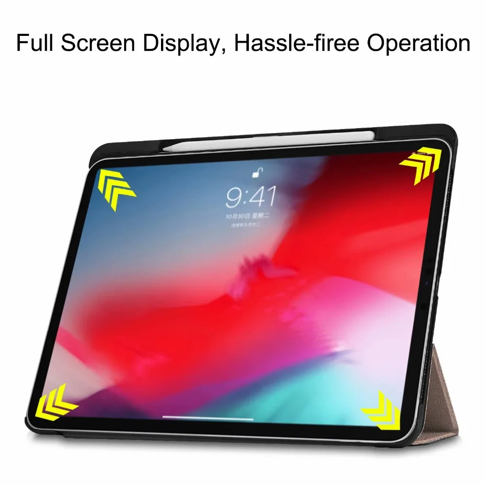 Cartoon Slim Case for Apple iPad Pro 11 Smart Pencil Cover Auto Sleep Wake Up Stand PU For iPad Pro 11 2018 Pencil Cover  (5)