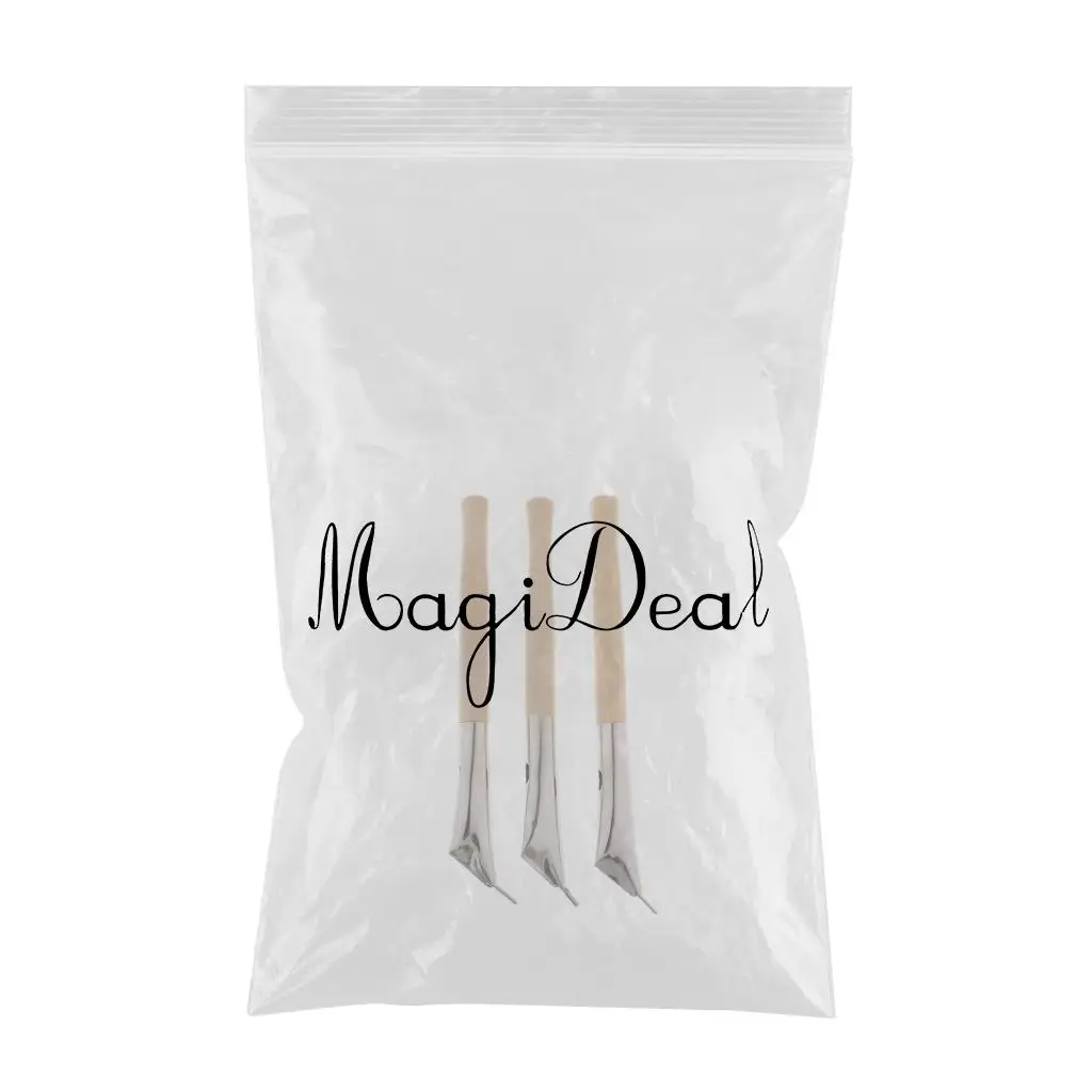 Stainless Steel Pottery Clay Sculpture Wax Tools Set Printing Batik Knives Pens Natural Wood Color Pack of 3 (17.5cm/6.89inch)