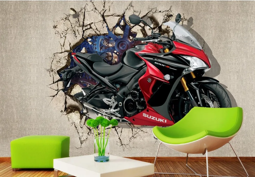 Personalizzato 3d Mural Wallpaper Moto 3d Carta Da Parati