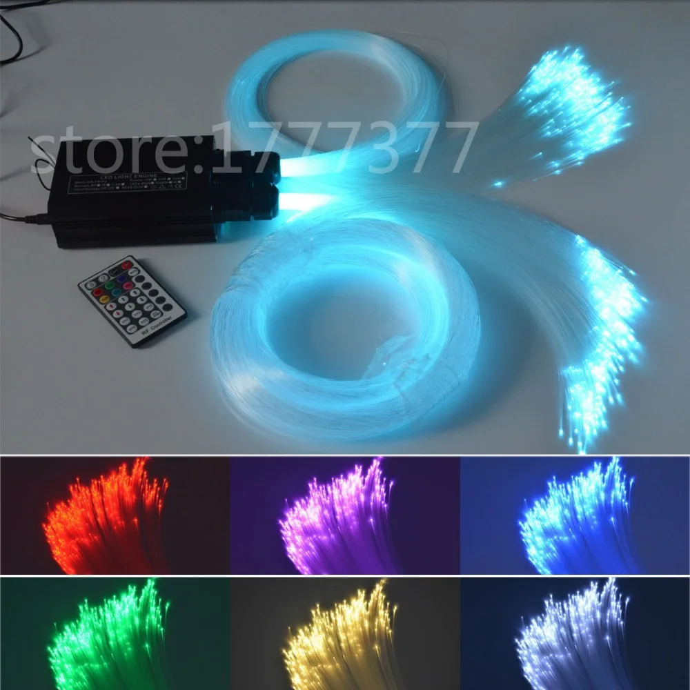 32W RGBW LED Fiber Optic Kit Lampu Serat Optik 0.75mm * 150pcs + 1mm * 50pcs untuk lampu langit-langit berbintang + 28Key remote