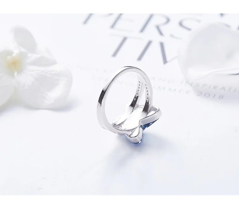 BAFFIN Настоящее S925 Серебряное кольцо палец Свадебные украшения кристаллы от SWAROVSKI элементы милые бабочки бисер аксессуары для женщин