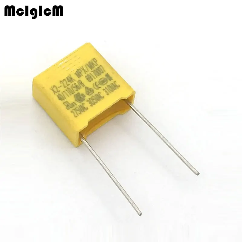 MCIGICM 20pcs 220nF capacitor X2 capacitor 275VAC Pitch 10mm X2 Polypropylene film 0.22uF
