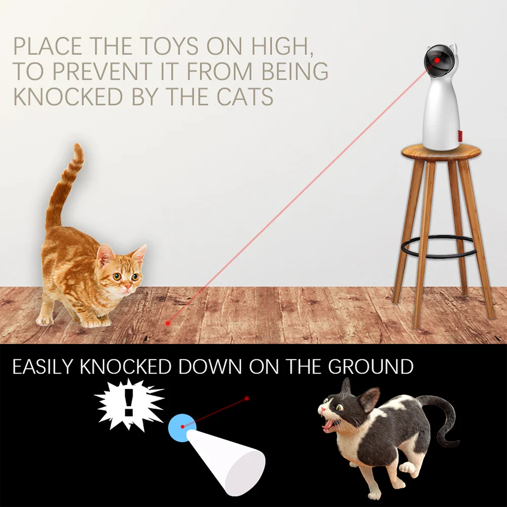 Креативный светодиодный лазер для кошек, забавная игрушка, умный автоматический тренажер для кошек, развлекательная игрушка, мульти-регулируемый угол, зарядка от USB