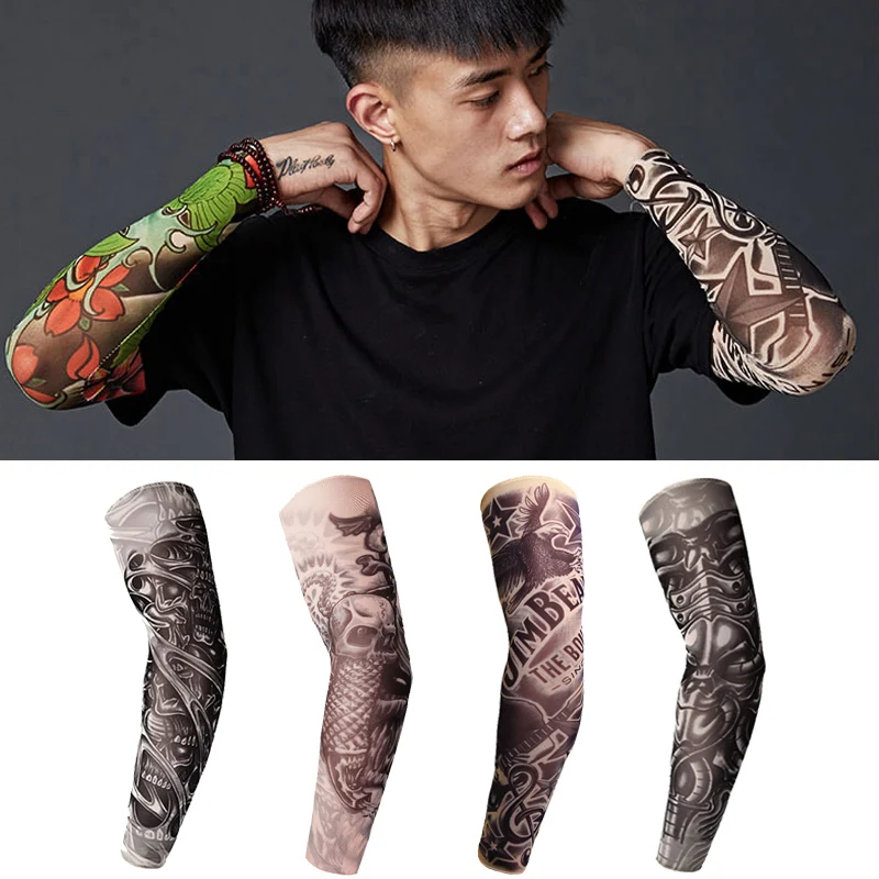 

1Pcs UV Cool Unisex Tattoo Sleeves Outdoor Breathable Stretchy Arm Warmer Sports Party Dance Seamless Oversleeve Fake Temporary