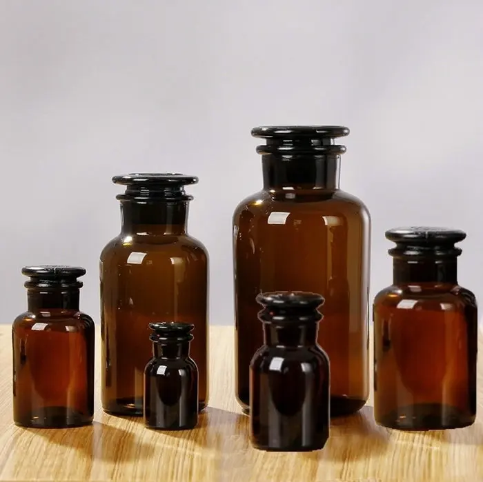 1 шт лабораторная 30 мл до 5000 мл янтарная стеклянная бутылка прозрачная коричневая бутылка для реагента с широким горлышком или узким горлышком