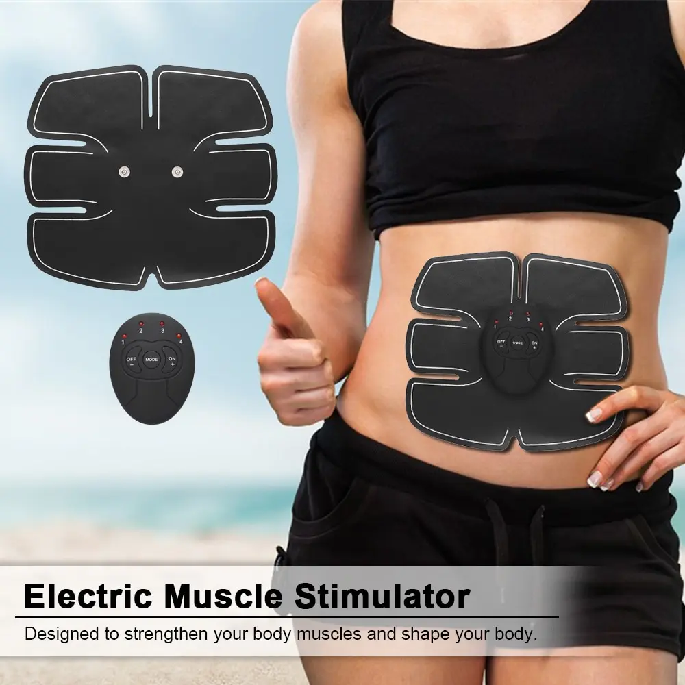 Электрический мышечный Стимулятор, умный фитнес тренажер для брюшного пресса, EMS, беспроводные наклейки для снижения веса, унисекс, пояс