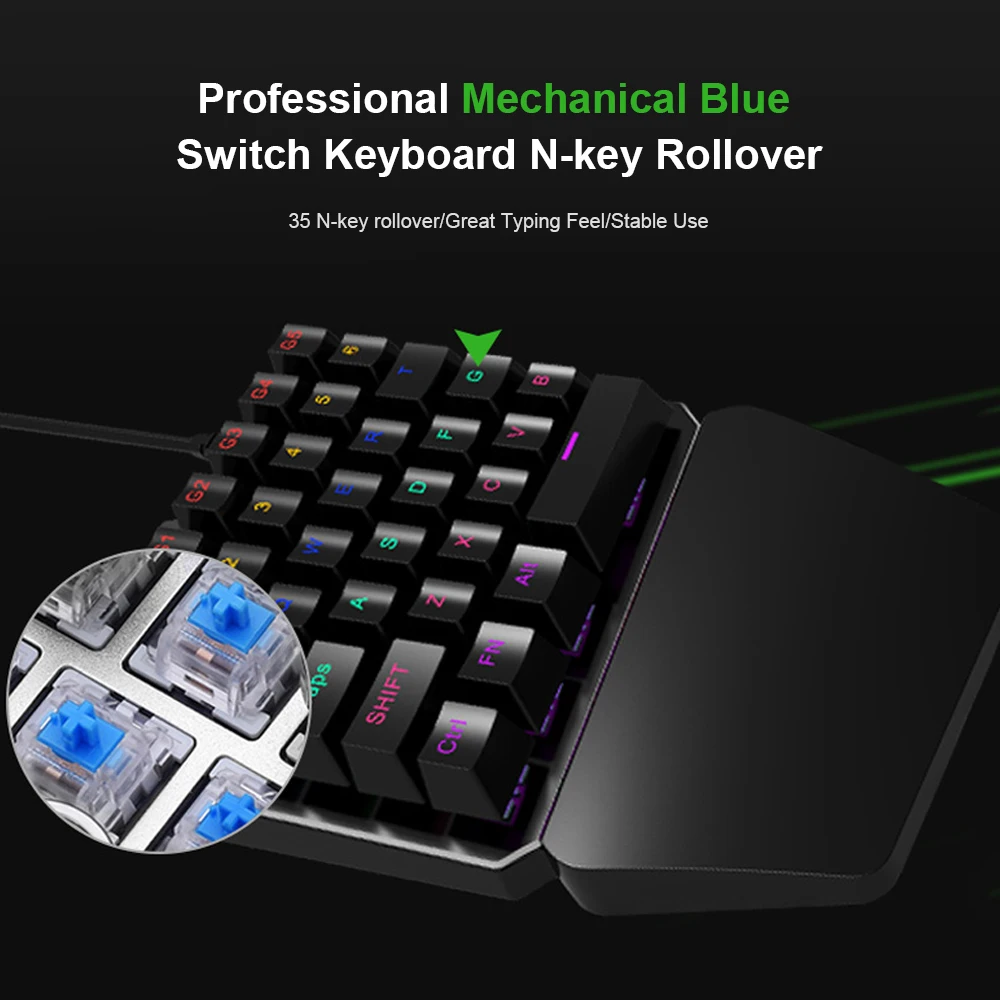 HXSJ J100 + A885 Набор клавиатуры и мыши 35 клавиш Mini USB Проводная 5500DPI 6 кнопок