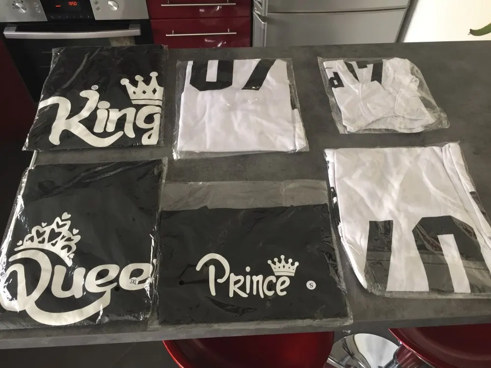 Летняя одинаковая семейная одежда, повседневная однотонная хлопковая футболка с короткими рукавами, парная футболка «король», «Королева», Забавные топы с принтом короны