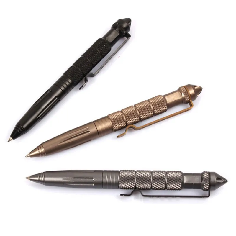 Black Tactical Pen Glass Breaker Self Defense Emergency Survival Tool Aluminum New