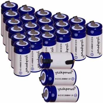 

yeckpowo 24 pcs SC 2000mah 1.2v battery NICD rechargeable batteries for emergency light electric drill 4.25cm*2.2cm power tools