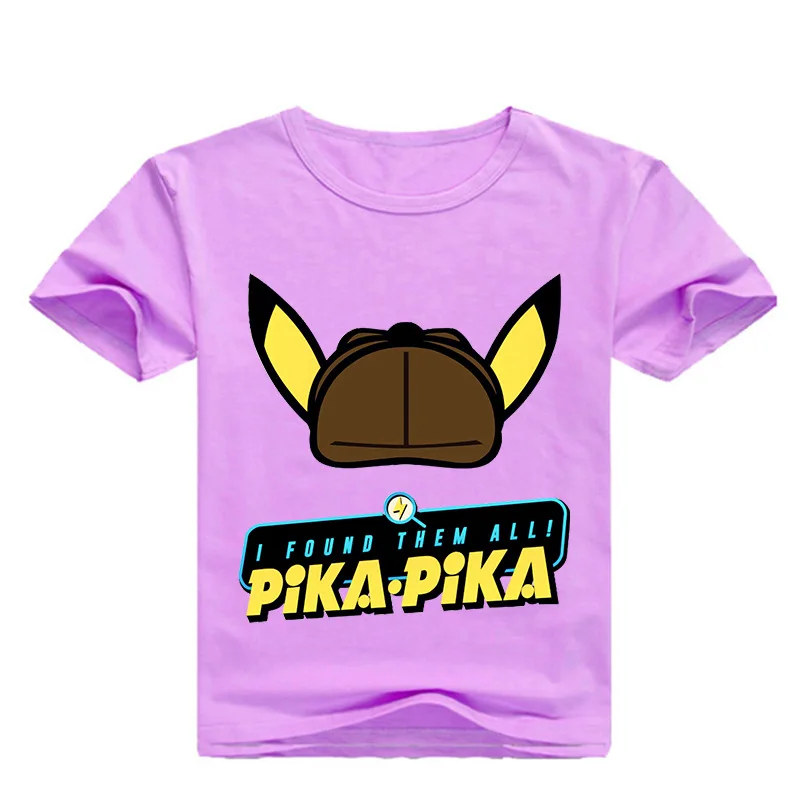 

Z&Y 2-16Y 2019 Fashion Summer Pokemon Detective Pikachu T Shirts Kids Shirts Boys T-shirt Short Sleeve Causal Clothes Girls Tees