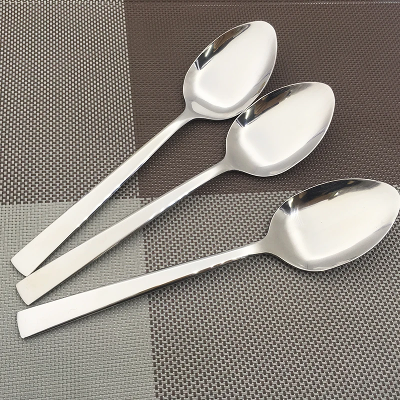 3 6pcs Large Stainless steel Spoon Long Service Spoons Korea Big Rice