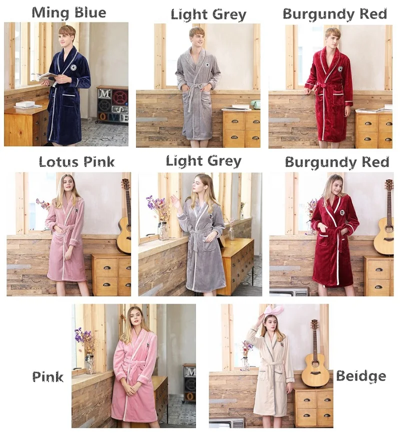 women men winter flannel bathrobes