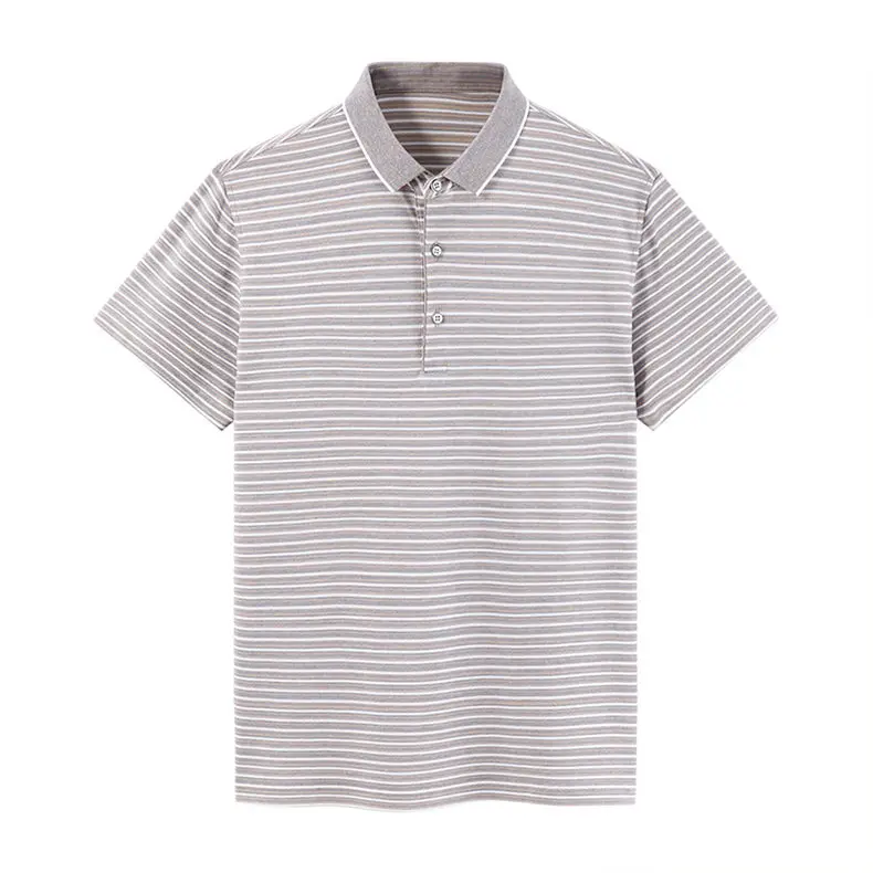 Striped Polo Male Men Polos Quality Cotton Knitted Summer Short Sleeve Sweater Pullover Trun-down Collar Fashion Polo MuLS Brand 04