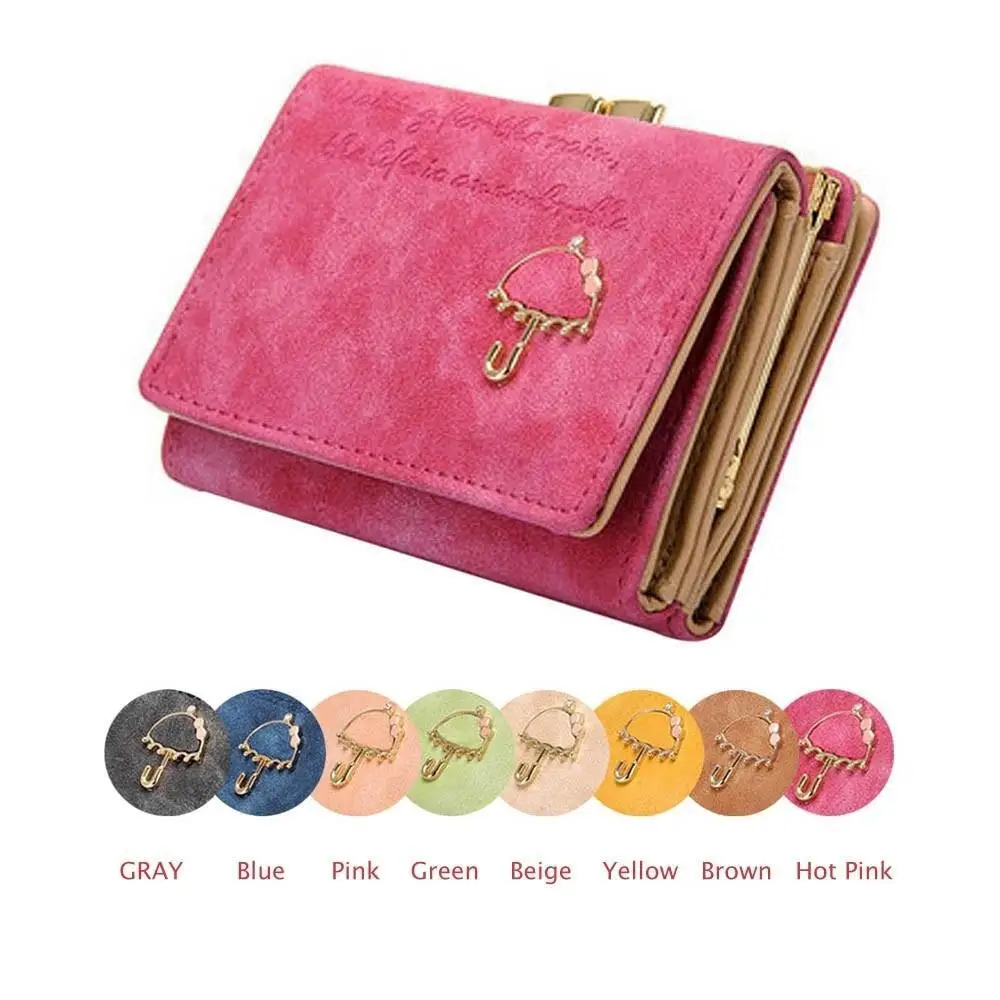 

Women Short Wallets Nubuck Leather Trifold Wallet Money Holder for Credit Card Small Female Purse Carteira Feminina BG268