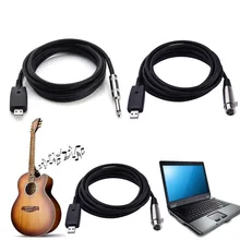 3M Length USB To Guitar/Microphone Cable USB To 6.35mm / XLR Computer Recording Microphone Record High Quality Digital Music 3M Length USB To Guitar/Microphone Cable USB To 6.35mm / XLR Computer Recording Microphone Record High Quality Digital Music
