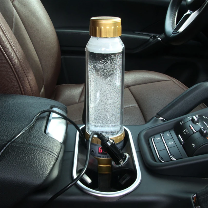 New 12V 280ml Portable In-Car Coffee Maker Tea Pot Autos Thermos Heating Travel Cup Transparency Drinking Water Cup #Q23E (10)