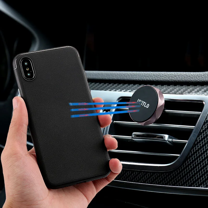 

Magnetic Case for iphone 7 8 plus X 6 6s plus Built-in Metal Plate Magnet Adsorption Car Holder Phone Case Soft Silicone Cover