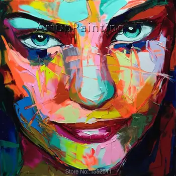 

Palette knife painting portrait Palette knife Face Oil painting Impasto figure on canvas Hand painted Francoise Nielly 15-57