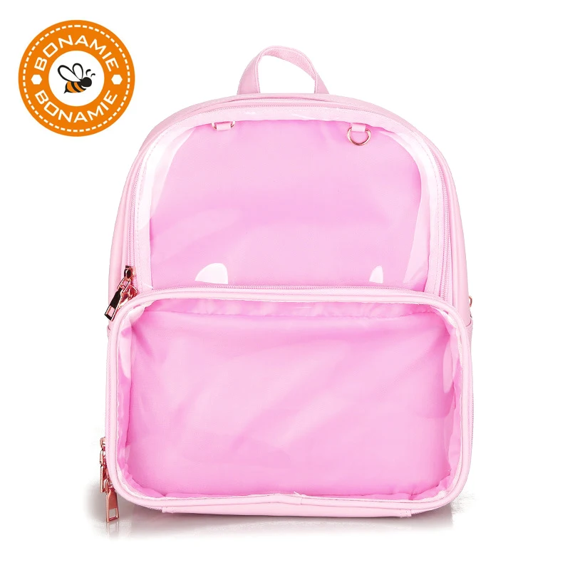 BONAMIE Cute Girls Clear Transparent Backpacks PVC Jelly Fashion School