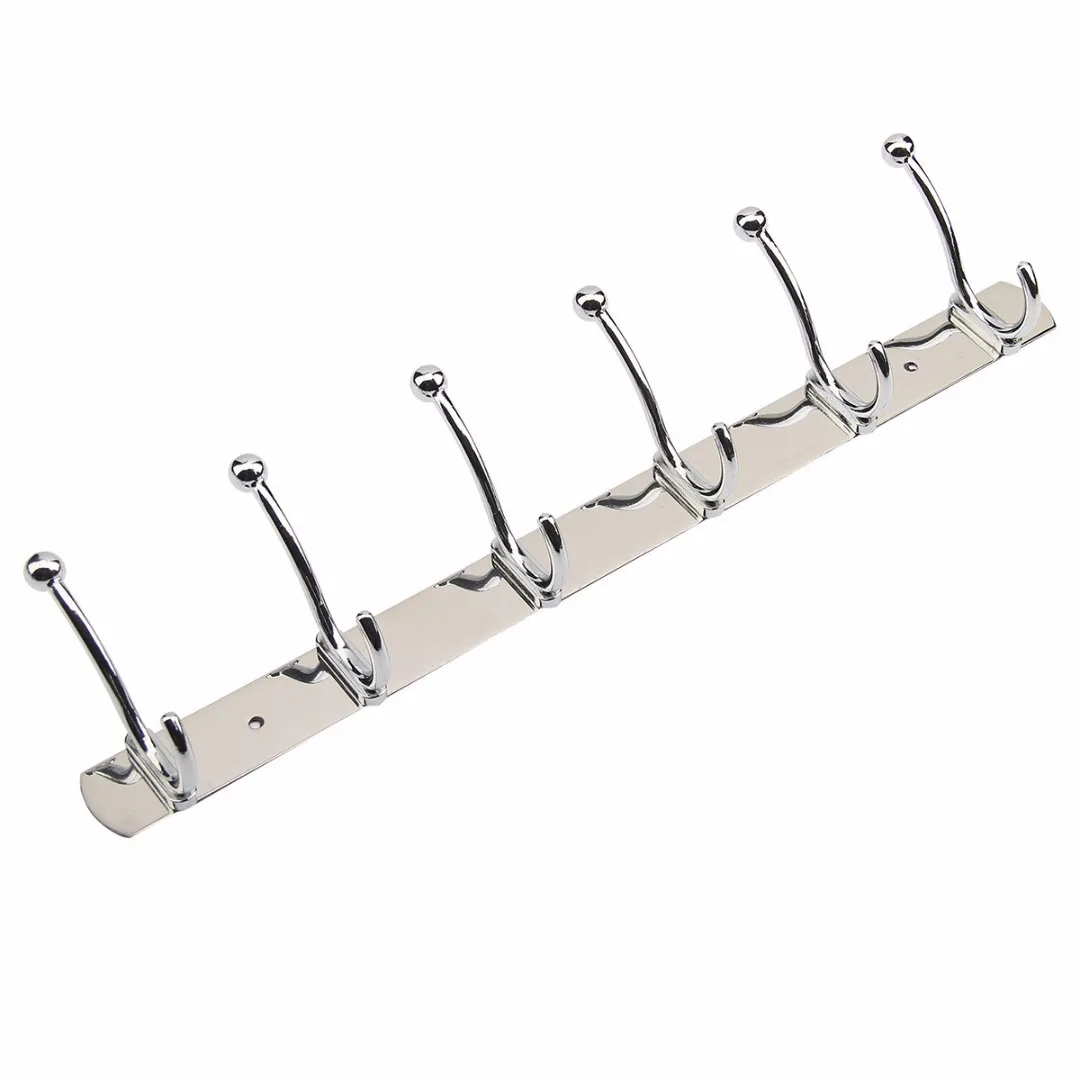6 Hooks Stainless Steel Bathroom Hanging Organizer Kitchen Organizer Hanger Hooks Over Door Clothes Towel Hanging Rack Holder