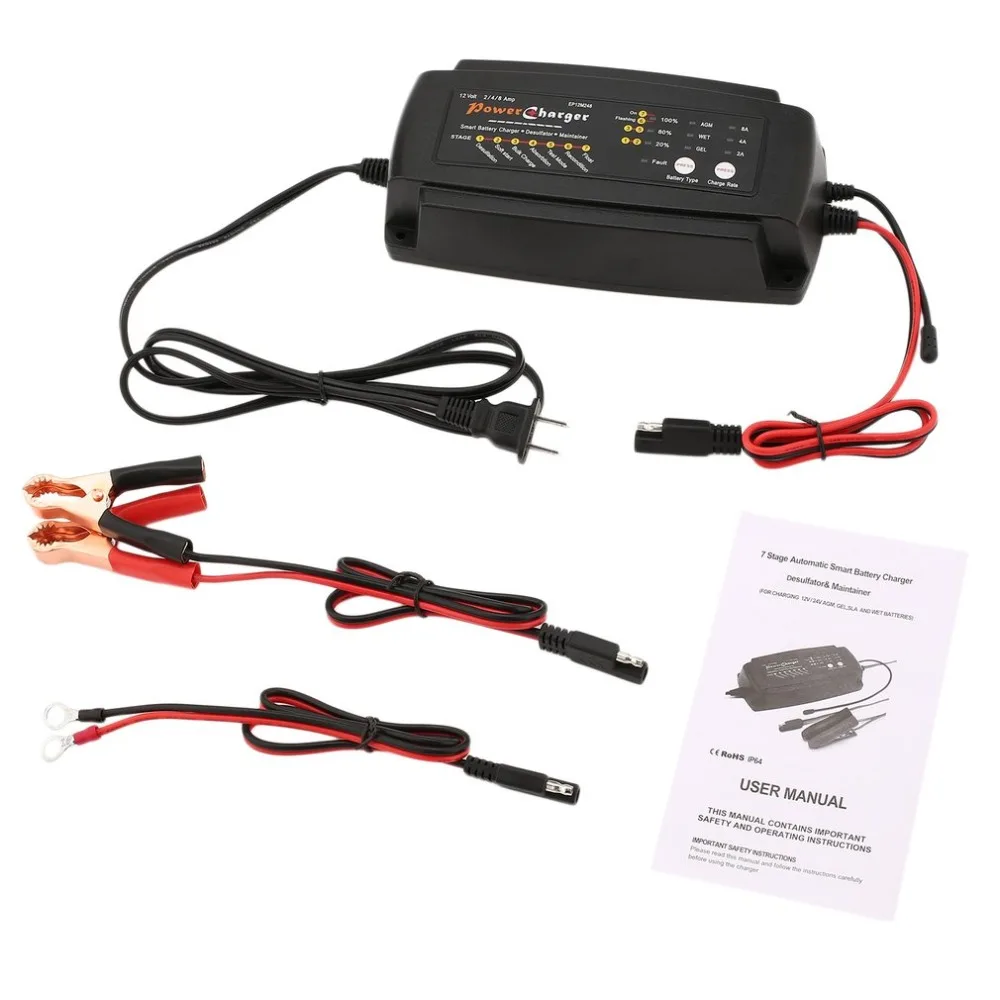 

12V 2A 4A 8A Smart Fast Car Motorcycle Battery Charger Automatic Electric Charging Multi-function LED Panel