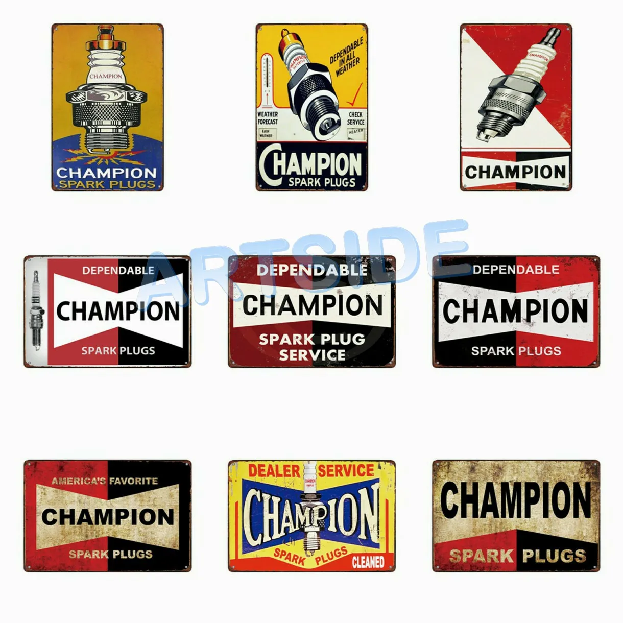 CHAMPION SPARK PLUGS  'More power more speed'  RUSTIC TIN SIGN 30 x 45 cm  