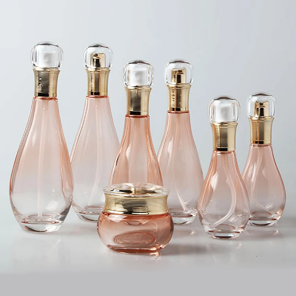 

high grade skincare container facial glass jar for cream, 50g pink/clear luxury cosmetic ete cream jar