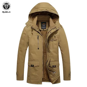 

RUELK 2018 Winter Jacket Mens Standing Collar Male Bomber Jacket Fashion Men Hooded Casual Jacket Coats Thick Warm Coat
