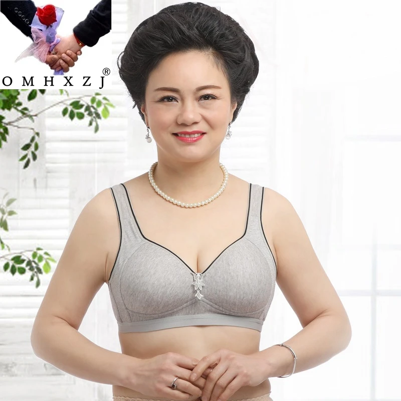 

OMHXZJ Wholesale Fashion Middle Old Age Women Grandmother Gift Wireless Plus Size Big Size Adjustable Thin Cotton Vest Bra NY01