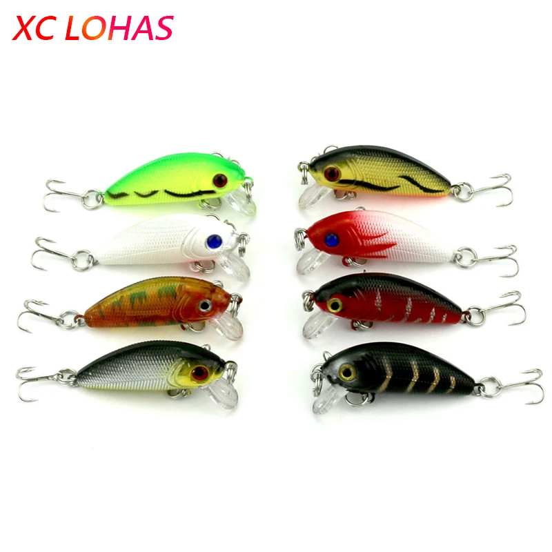

Super Deal Colorful Mini Crank Bait Hard Plastic Minnow Fishing Lures 5cm 3.6g 8 Colors