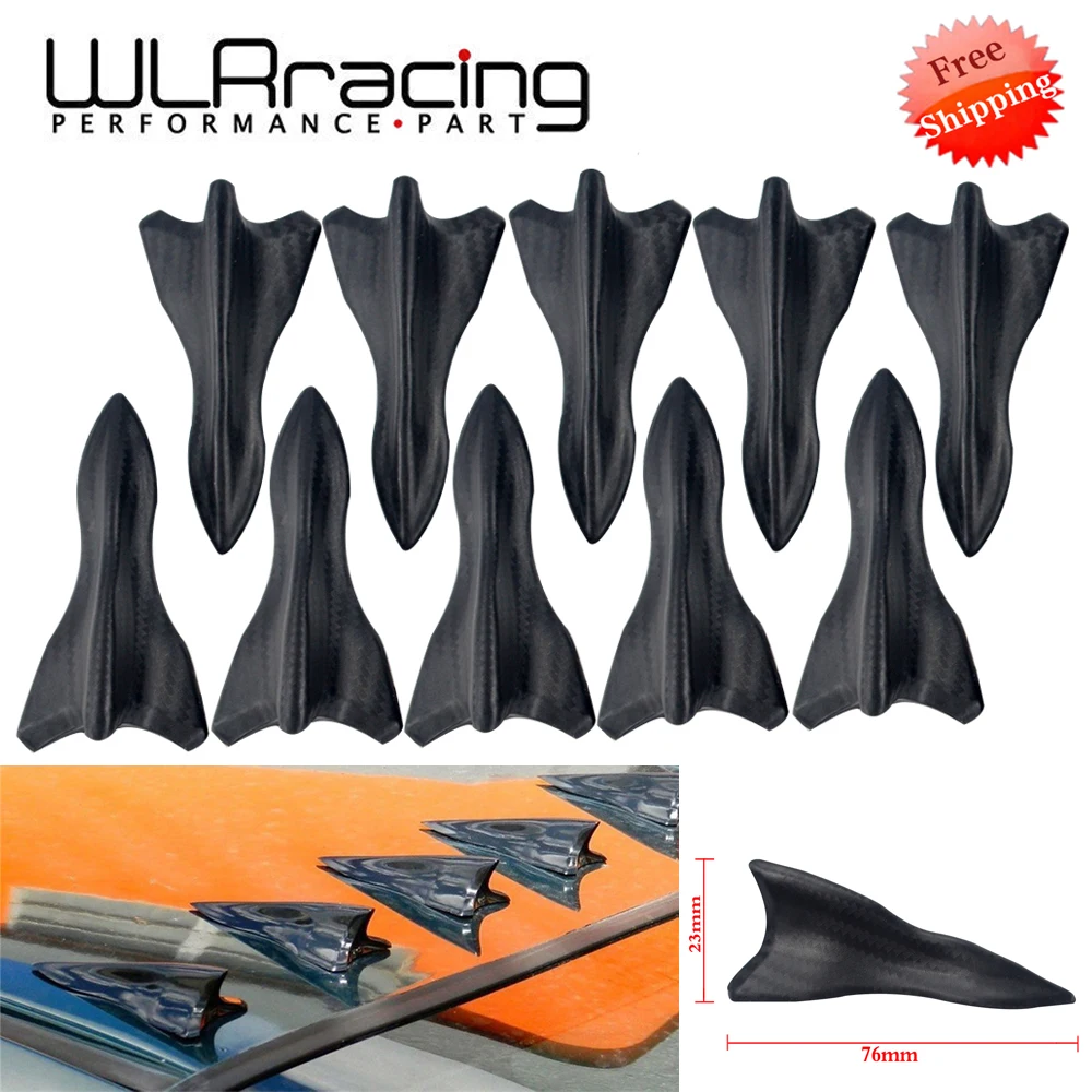 

10PCS Universal Black Carbon Fiber Design-Looking EVO-Style Rear Roof Shark Fins Spoiler Wing Kit Vortex Generator Car Styling