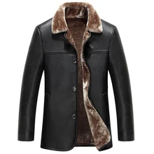 Luxury Shearling Winter Leather Jackets For Men Single Breasted Large Size XXXL Mens Fur Leather Coats Branding Clothes C334