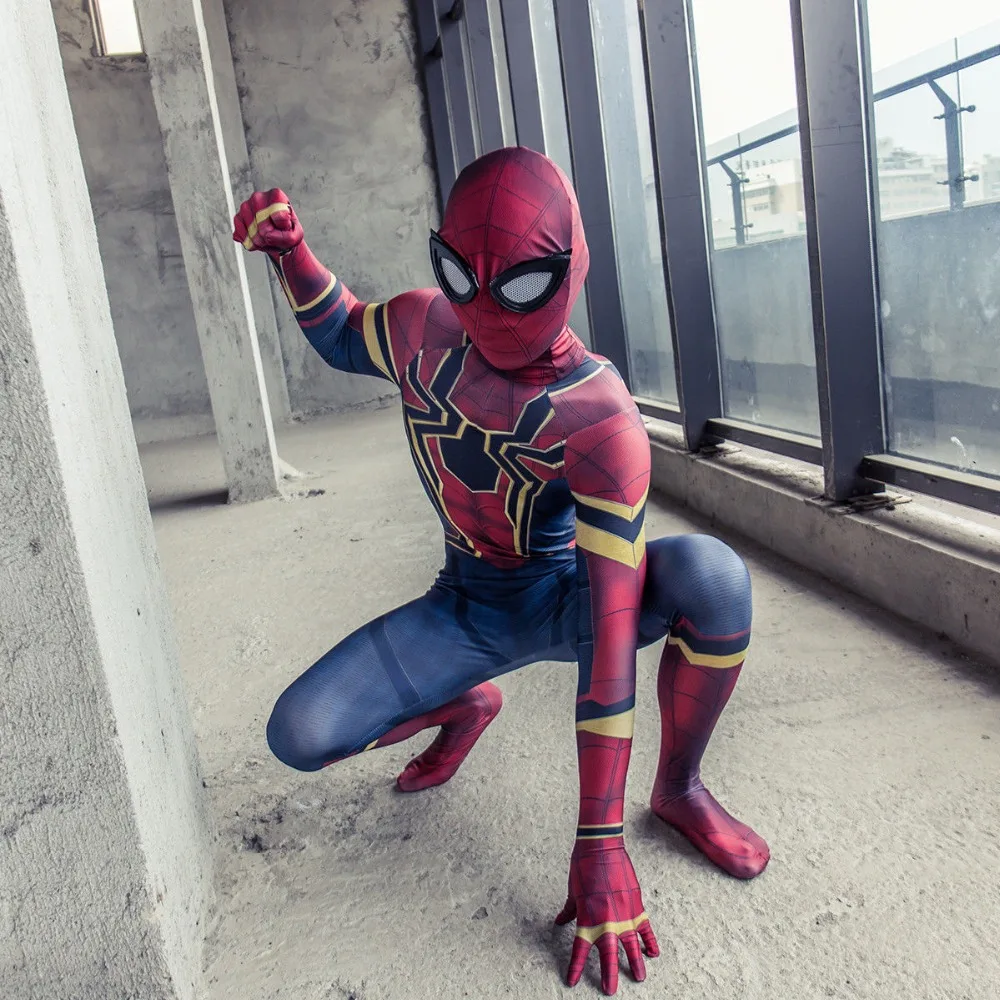 Cosplay Avengers 3 Infinity War SpiderMan Kids Jumpsuit Spiderman Mask Suit New6