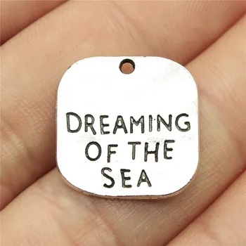 

Dreaming Of The Sea Charms Pendant DIY Metal Jewelry Making Antique Silver Color 0.8 Inch (19mm) 15pcs/lot