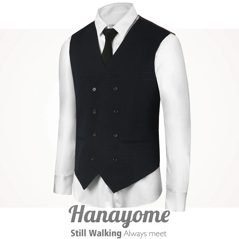 Men Fashion 2017 New Business Casual Waistcoat Slim Fit Coat Grid Plaid Men Suit Vest Tops Jacket Vintage Clothing VS44