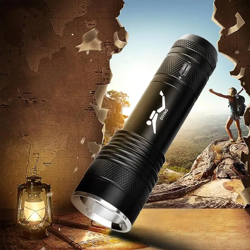 

Professional Flashlight Torch Aluminum T6 LED Diving Flashlight IP55 Waterproof Underwater Light Torch Yellow + White Light