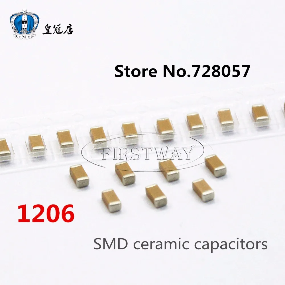 Керамические конденсаторы SMD 1206 224K 50V 220NF X7R 10% 100 шт./лот Бесплатная доставка |