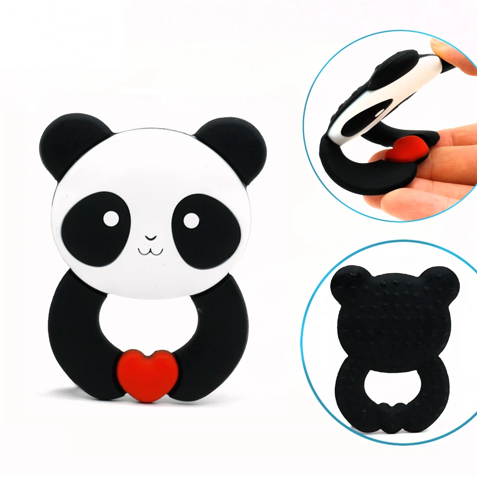 

1pc Panda Silicone Teether Beads Baby Teething Nursing Pendant For DIY Rattle Toys Pacifier Chain Animal Accessories BPA Free