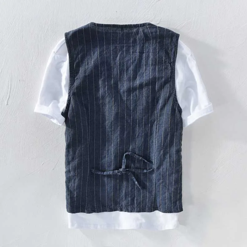 New Arrival Linen Vest for Summer Man's Vest Striped Thin Casual Waistcoat Men Literature Slimming Suit Vest Male Clothing New Arrival Linen Vest for Summer Man's Vest Striped Thin Casual Waistcoat Men Literature Slimming Suit Vest Male Clothing