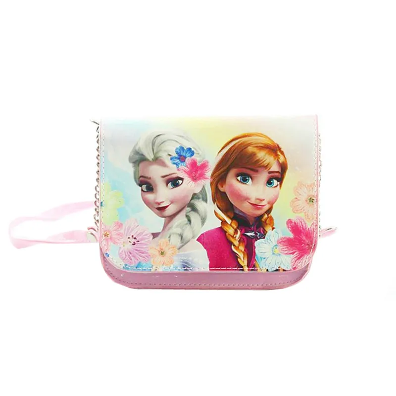 Cute Princess Anna Elsa Pink PU Leather Small Shoulder Messenger Bag ...