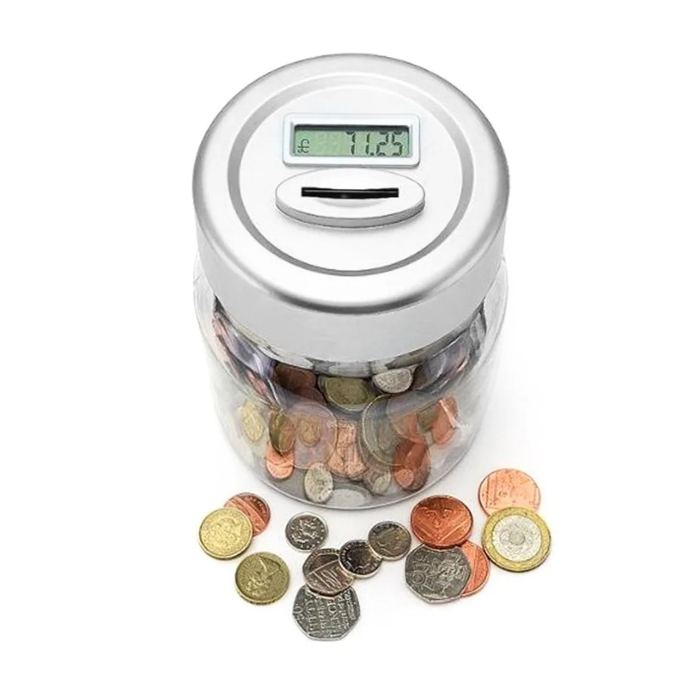 

LCD Display Smart Electronic Digital Counting Coin Bank Money Saving Box Jar Counter Money Bank Coin Box Home Storage Organizer