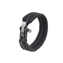 

2018 Newest Outdoor Survival Stainless Buckles Camping Hiking Rescue Bracelets Parachute Cord Men & Women Emergency Rope Black