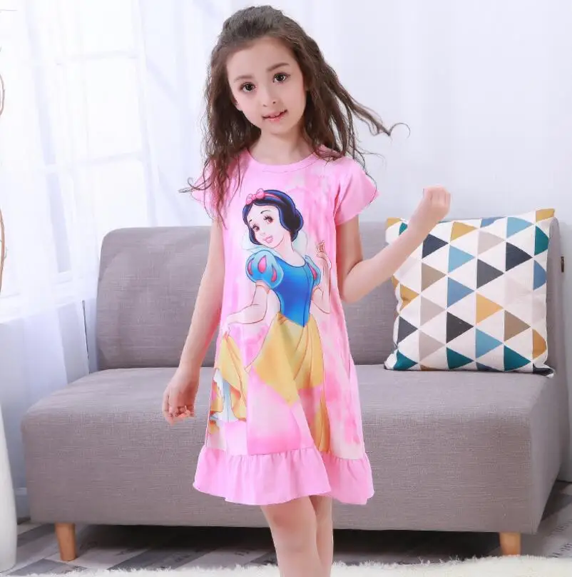 Г. Летняя детская хлопковая ночная рубашка с короткими рукавами платье принцессы с героями мультфильмов для девочек детские свободные милые халаты, одежда для сна HV14 - Цвет: style 14
