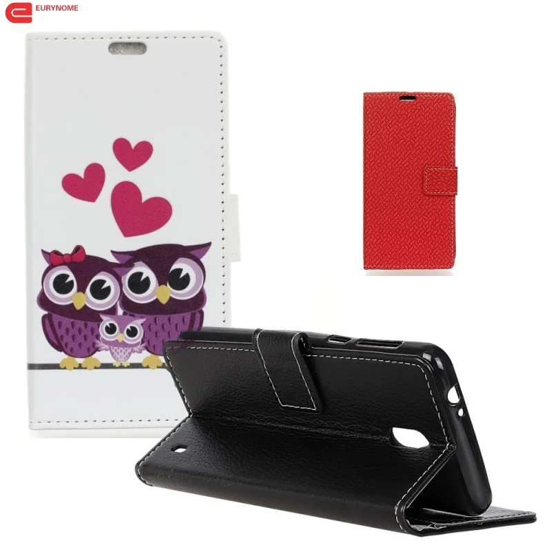 

Cartoon Case For Nokia 1 Cover Wallet Card Weave Pattern Crazy Horse Pu Leather Stand Flip Cover for Nokia 1 Nokia1 Case Pen