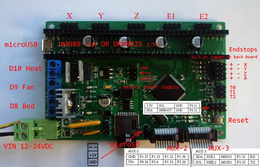 Контроллер на основе ARM 32 битного 3D принтера AZSMZ Mini Ver2.1 станки с ЧПУ лазерные